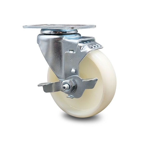 4 Inch Nylon Wheel Swivel Top Plate Caster with Brake